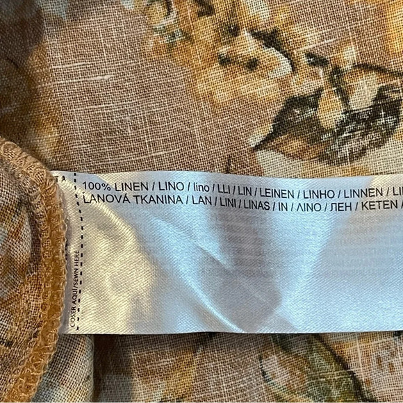 MNG Linen Blouse Women’s Sz 6 Floral Button Up Fall Nude Floral Oversized Sz 6 - Picture 9 of 11